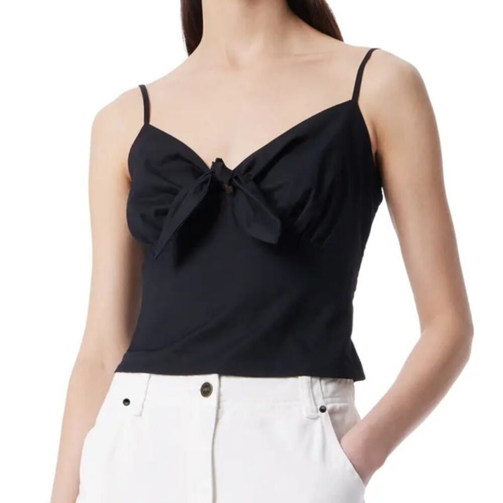 NWOT Robert Rodriguez Black Bristal Cotton Tie Front Cropped Cami Tank Top Sz XL
